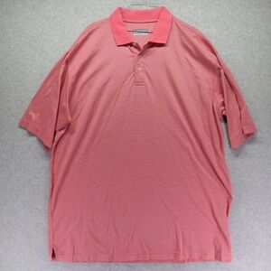 Alan Flusser Polo Shirt Mens 2XL XXL Golf Performance Pink Striped Short Sleeve